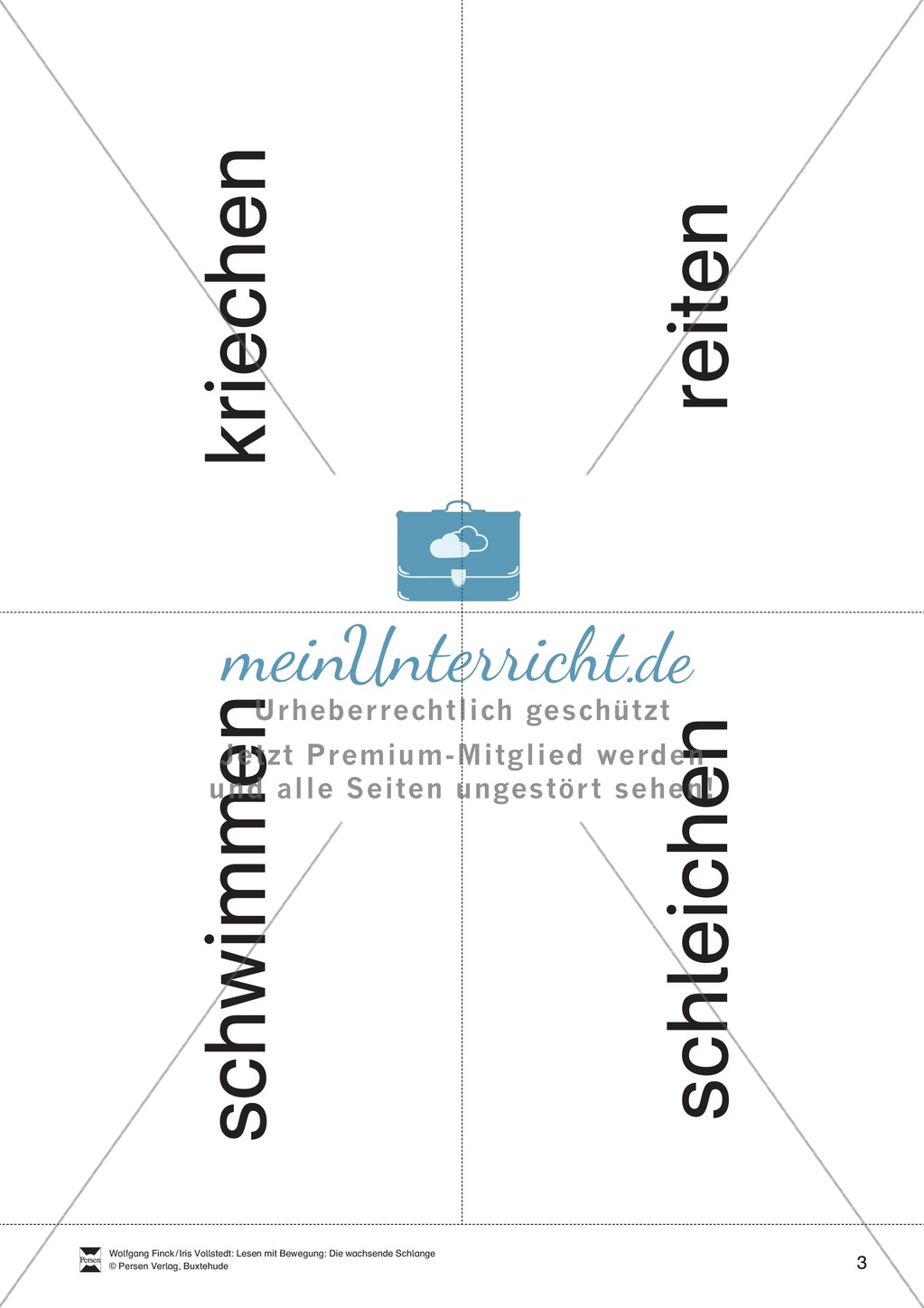 Lesen mit Bewegung: die wachsende Schlange mit Verbkarten Preview 3