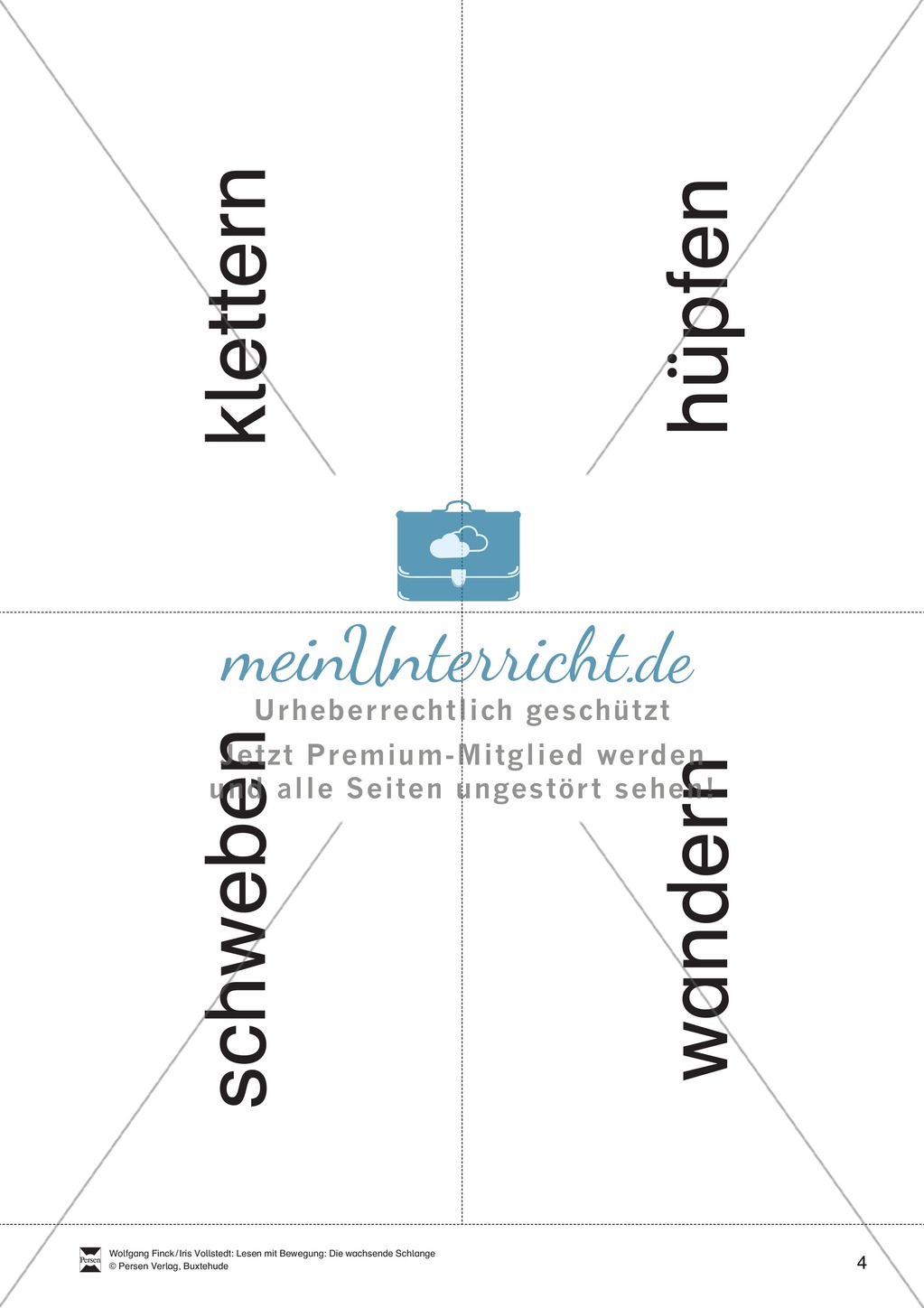 Lesen mit Bewegung: die wachsende Schlange mit Verbkarten Preview 4