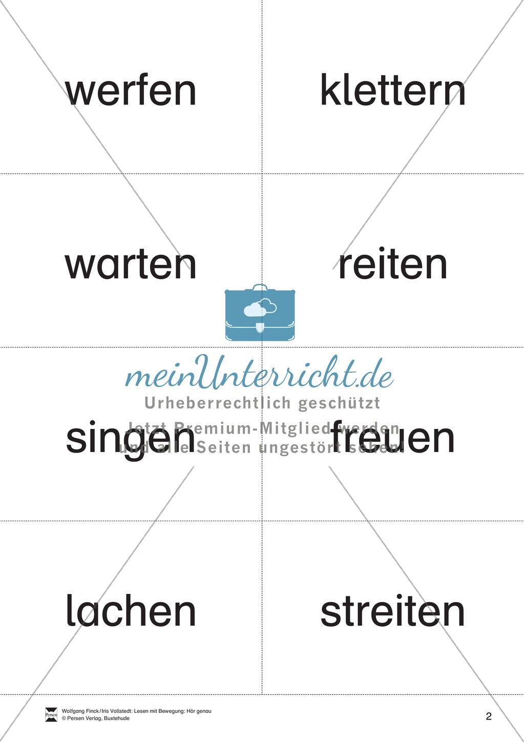 Lesen mit Bewegung: auditive Wahrnehmung mit Wortkarten Preview 2