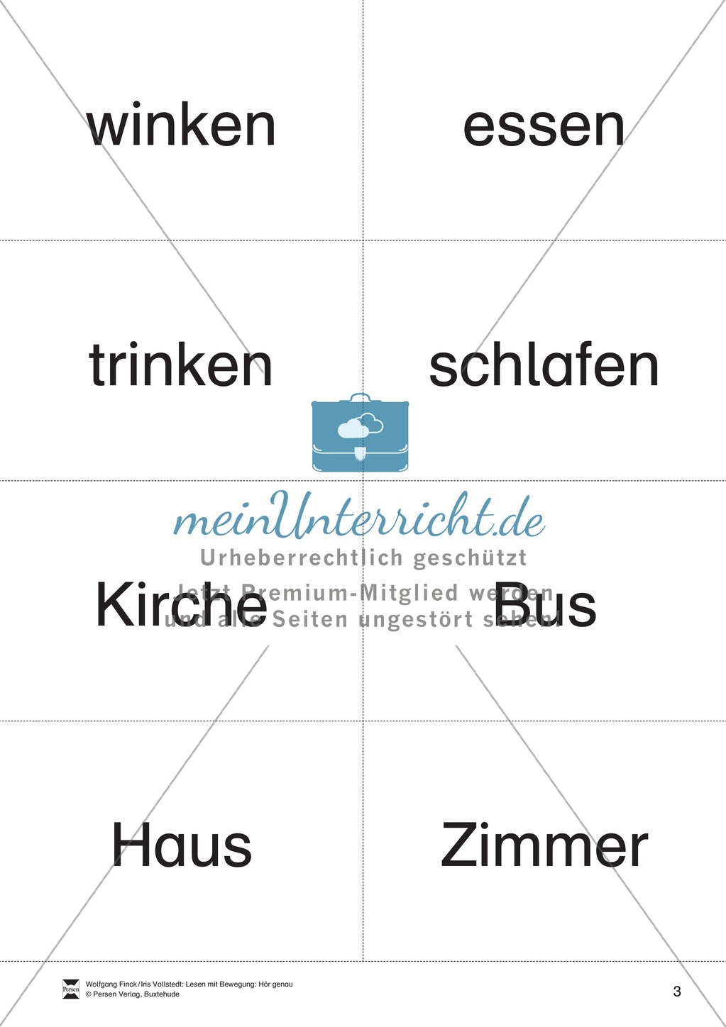 Lesen mit Bewegung: auditive Wahrnehmung mit Wortkarten Preview 3