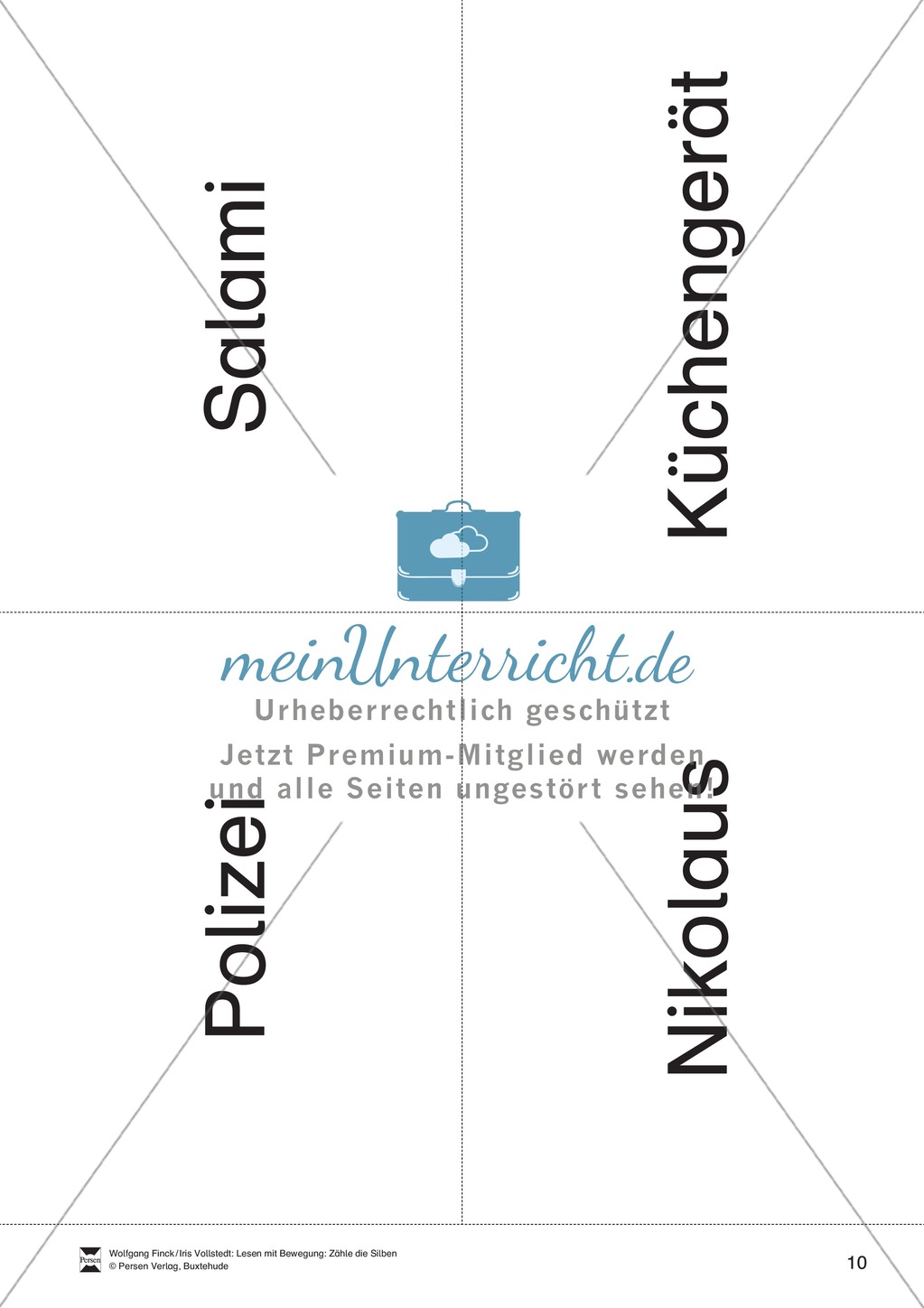 Silbenzählen mit Bild- und Wortkarten: phonologische Bewusstheit, Wortdurchgliederung Preview 10