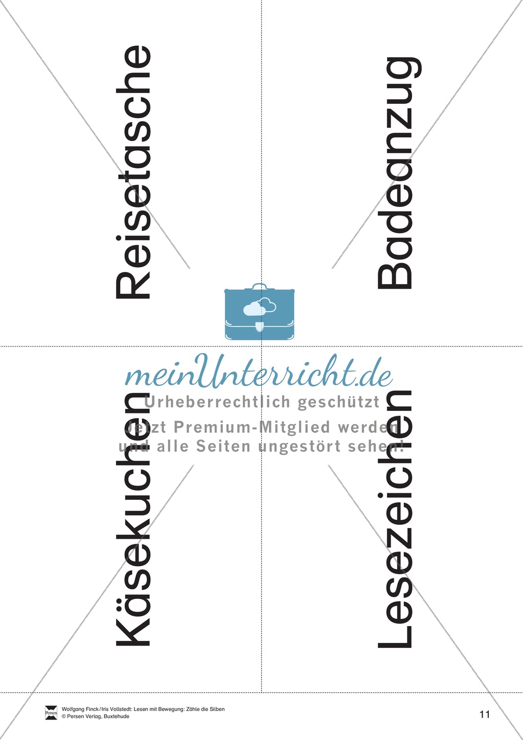 Silbenzählen mit Bild- und Wortkarten: phonologische Bewusstheit, Wortdurchgliederung Preview 11