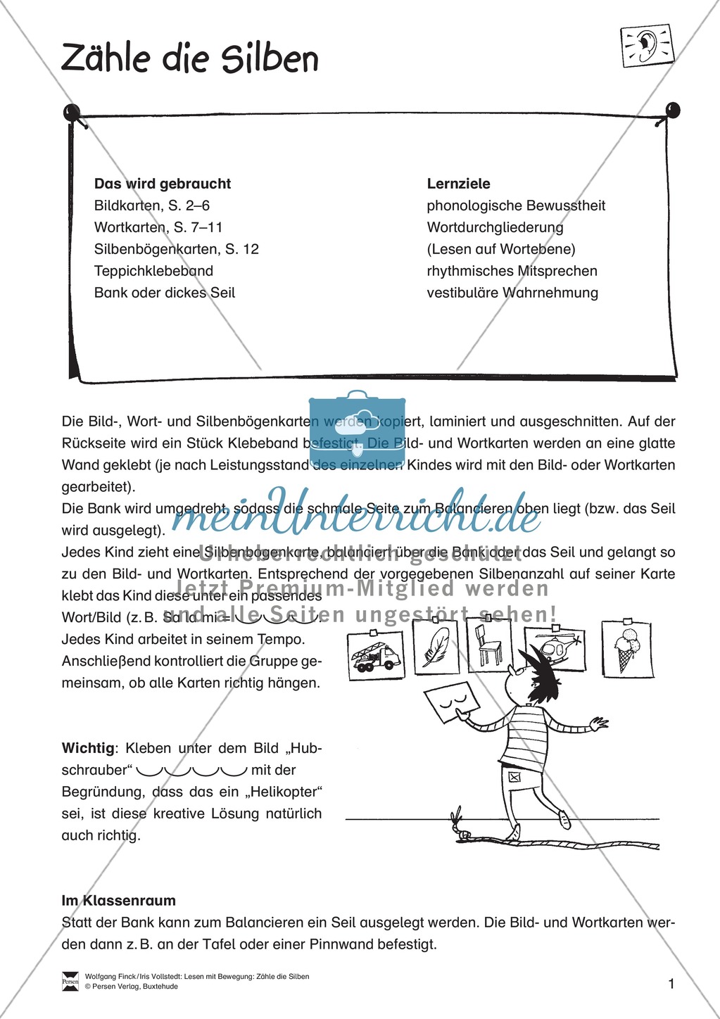 Silbenzählen mit Bild- und Wortkarten: phonologische Bewusstheit, Wortdurchgliederung Preview 1
