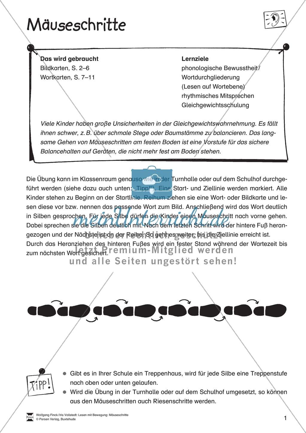 Lesen mit Bewegung: Lesen auf Wortebene + Gleichgewichtsschulung Preview 1