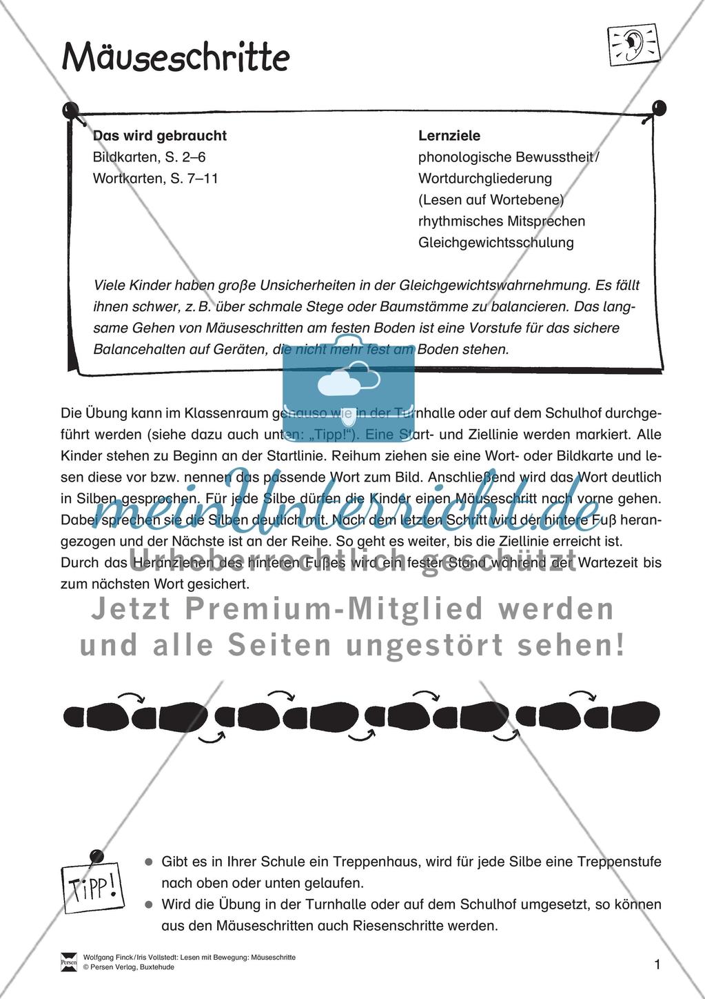 Lesen mit Bewegung: Lesen auf Wortebene + Gleichgewichtsschulung Preview 1