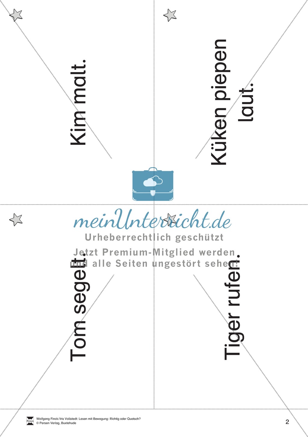 Wortkarten für das Lese-Bewegungsspiel