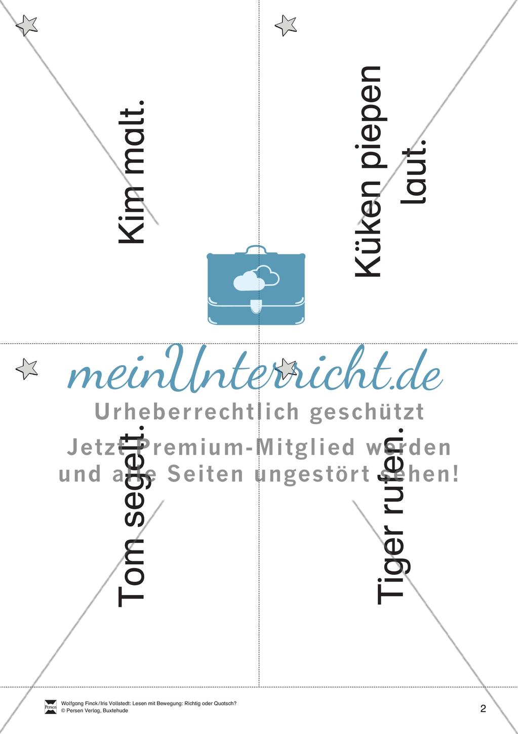 Wortkarten für das Lese-Bewegungsspiel