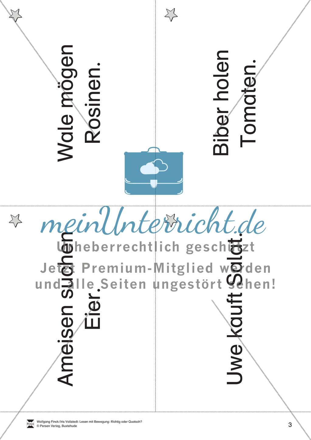 Wortkarten für das Lese-Bewegungsspiel