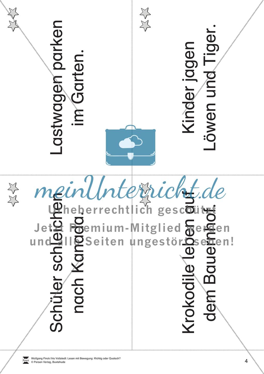 Wortkarten für das Lese-Bewegungsspiel