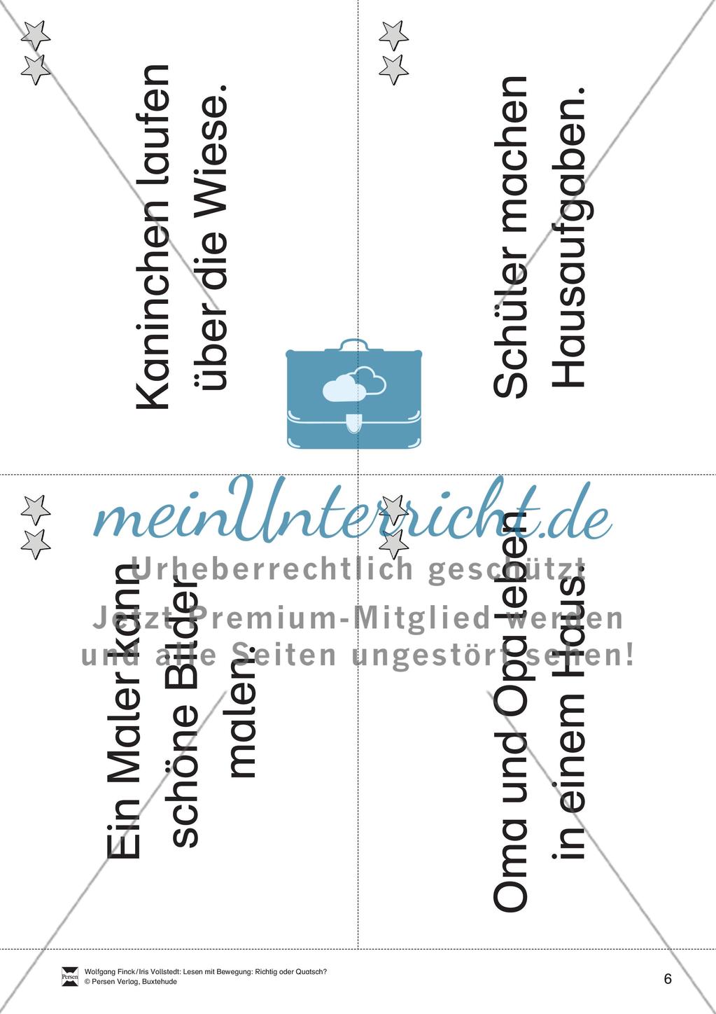 Wortkarten für das Lese-Bewegungsspiel