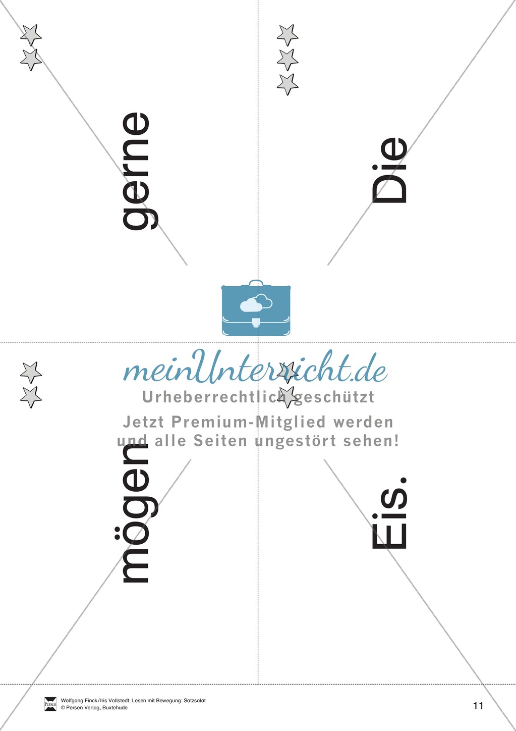 Wortkarten für das Lese-Bewegungsspiel