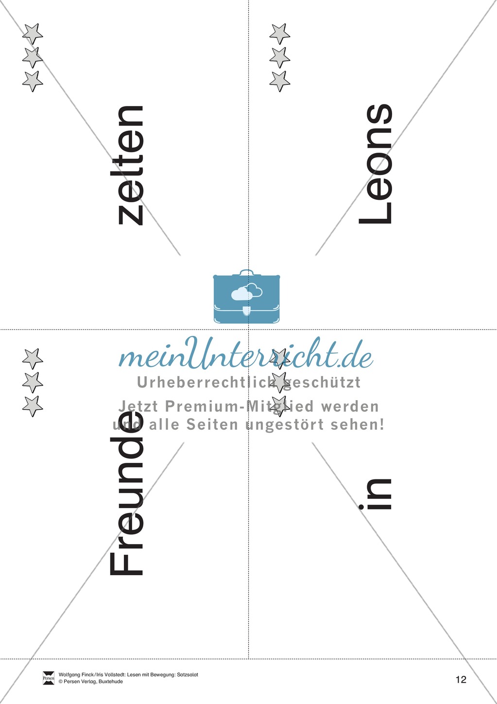 Wortkarten für das Lese-Bewegungsspiel