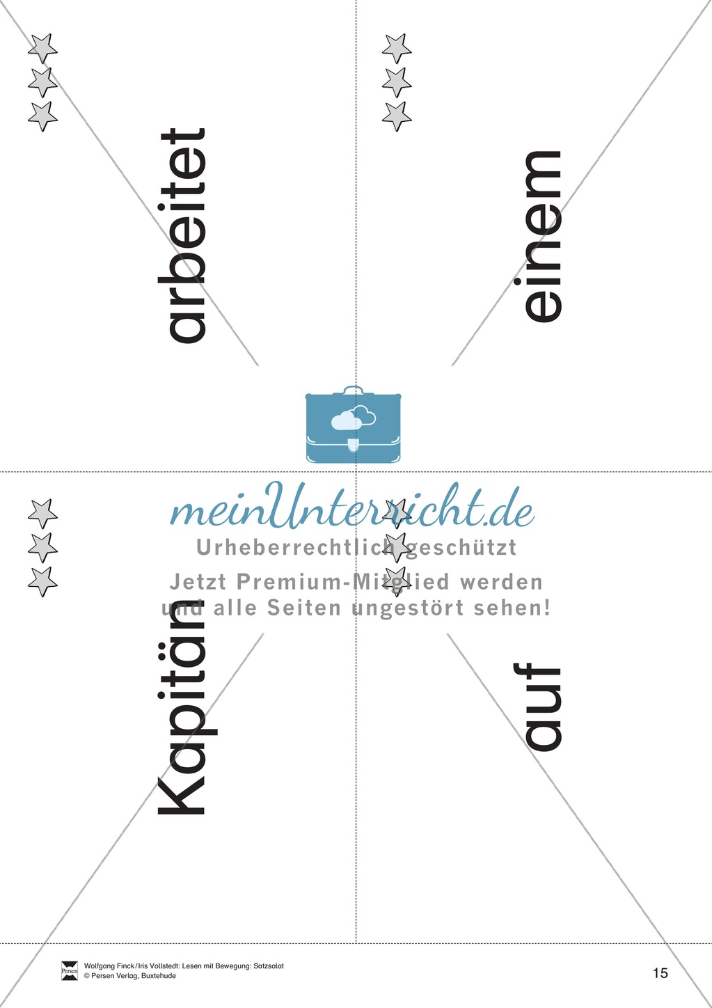 Wortkarten für das Lese-Bewegungsspiel