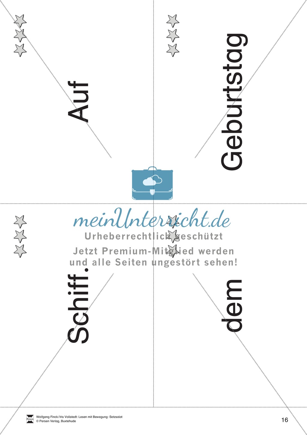 Wortkarten für das Lese-Bewegungsspiel