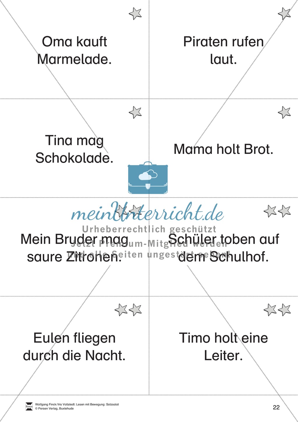 Wortkarten für das Lese-Bewegungsspiel