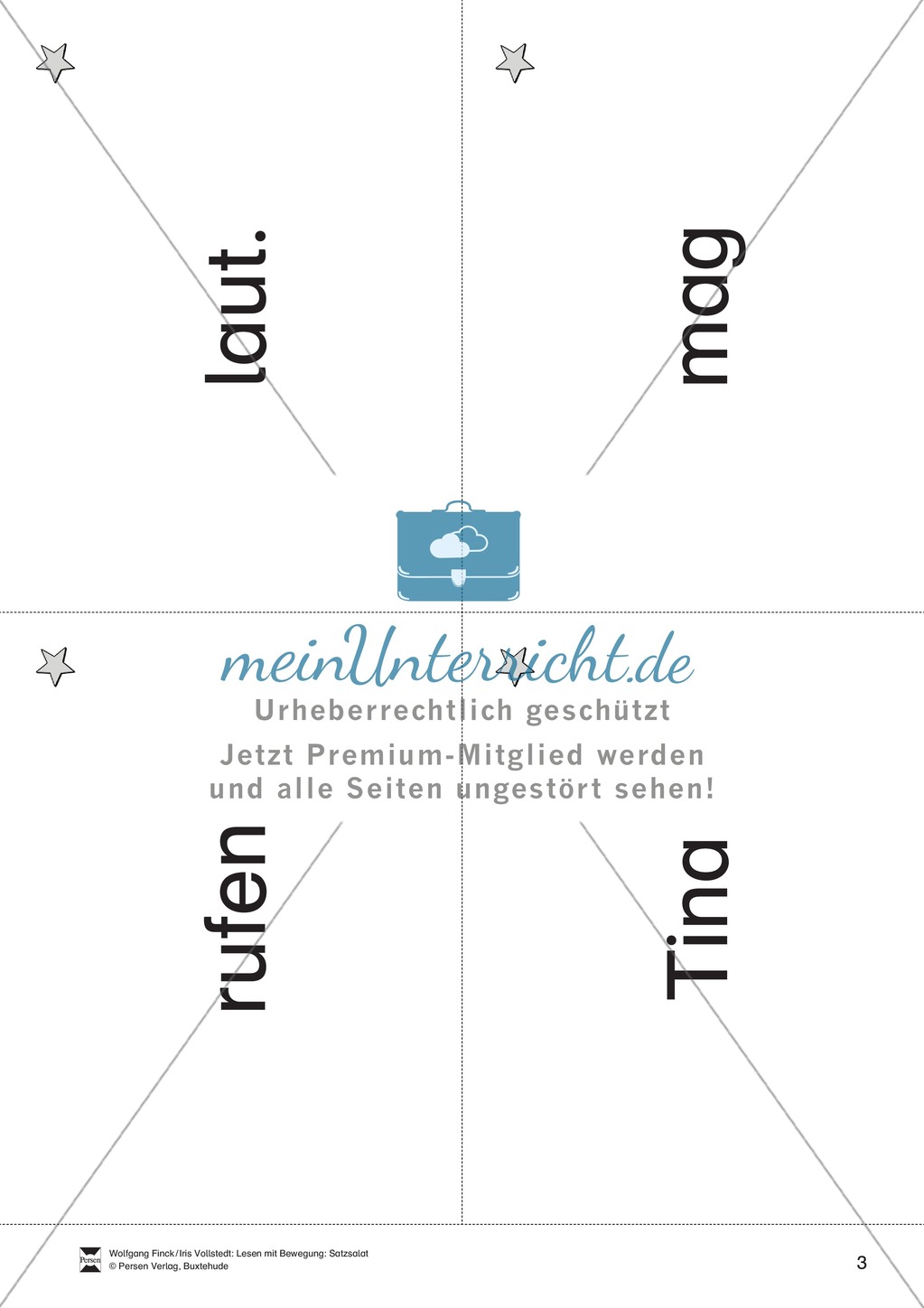 Wortkarten für das Lese-Bewegungsspiel