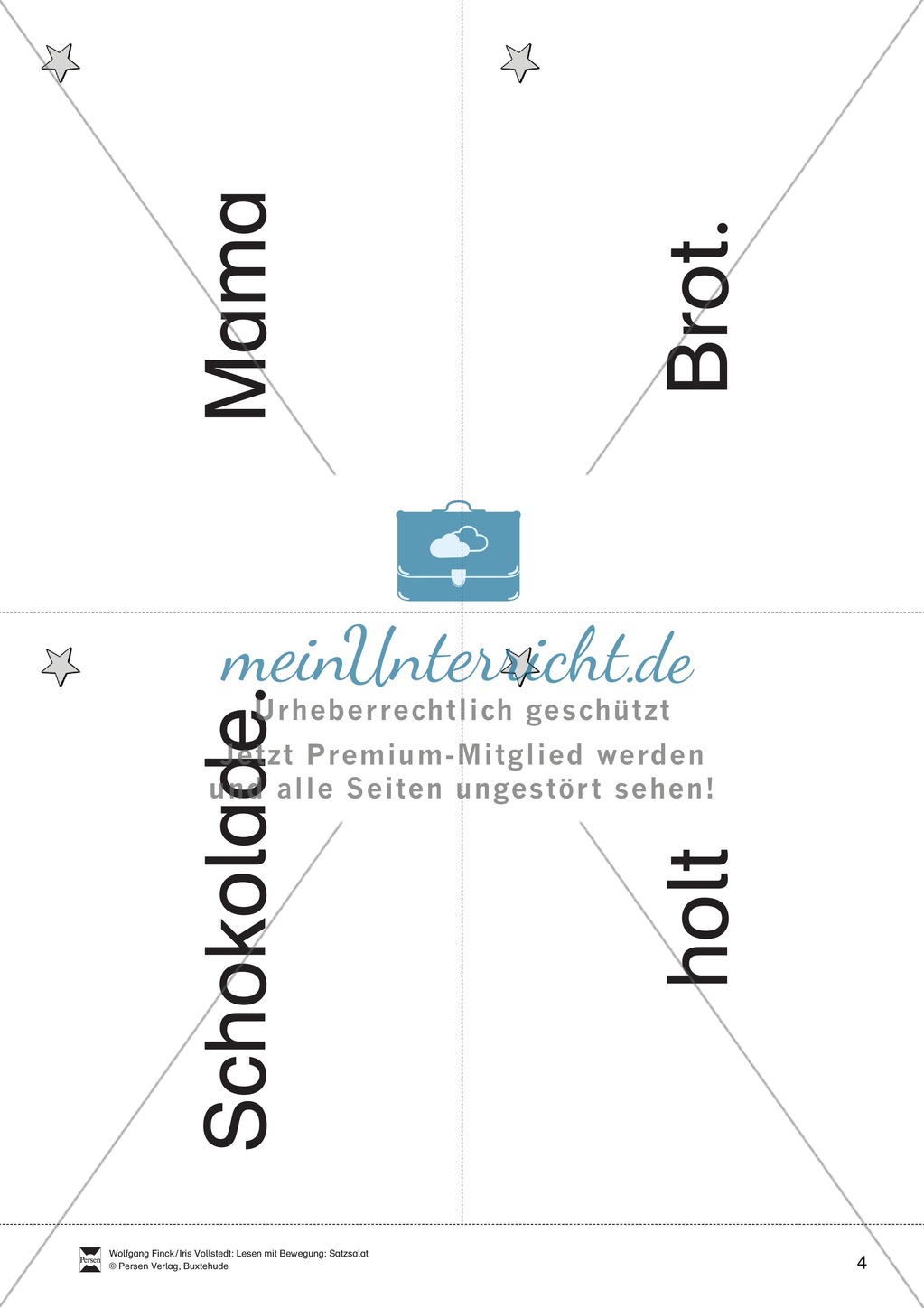 Wortkarten für das Lese-Bewegungsspiel