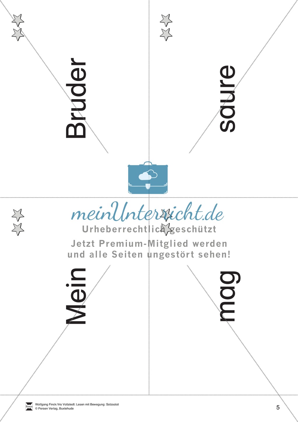 Wortkarten für das Lese-Bewegungsspiel