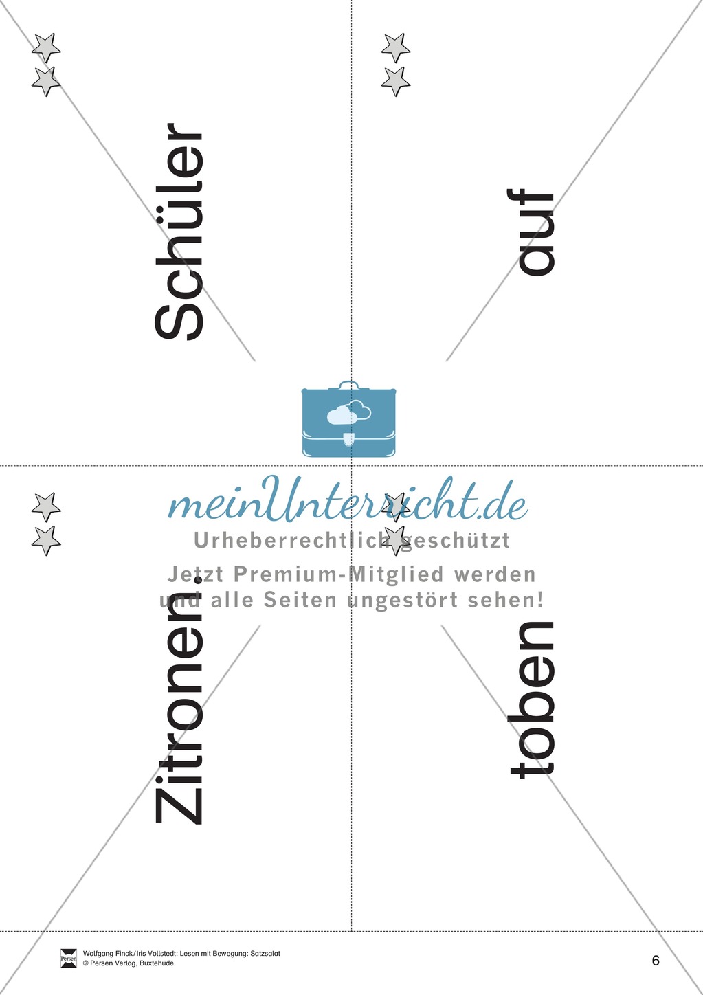 Wortkarten für das Lese-Bewegungsspiel