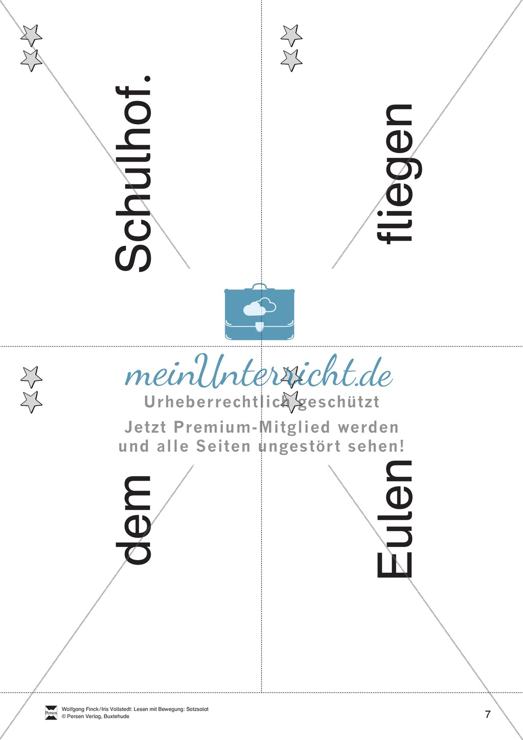 Wortkarten für das Lese-Bewegungsspiel