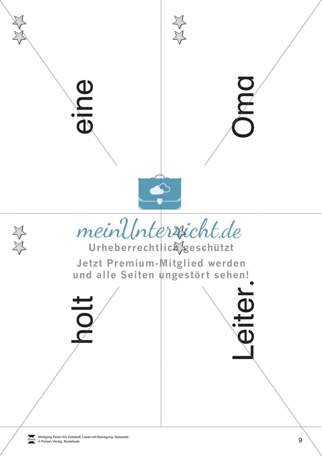 Wortkarten für das Lese-Bewegungsspiel