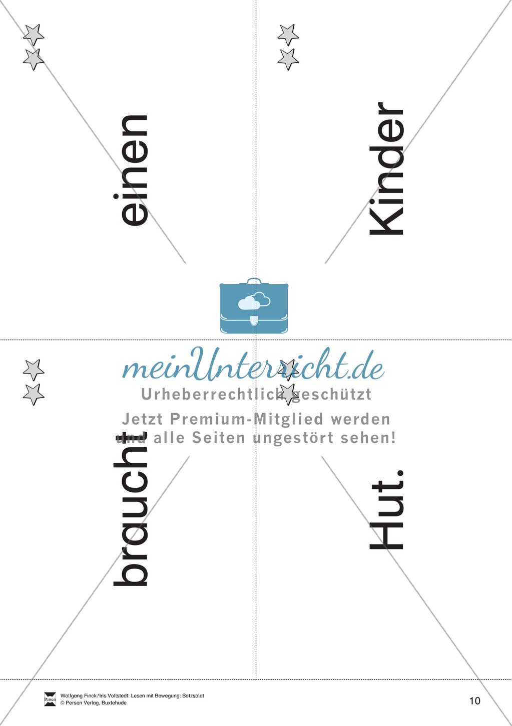 Wortkarten für das Lese-Bewegungsspiel
