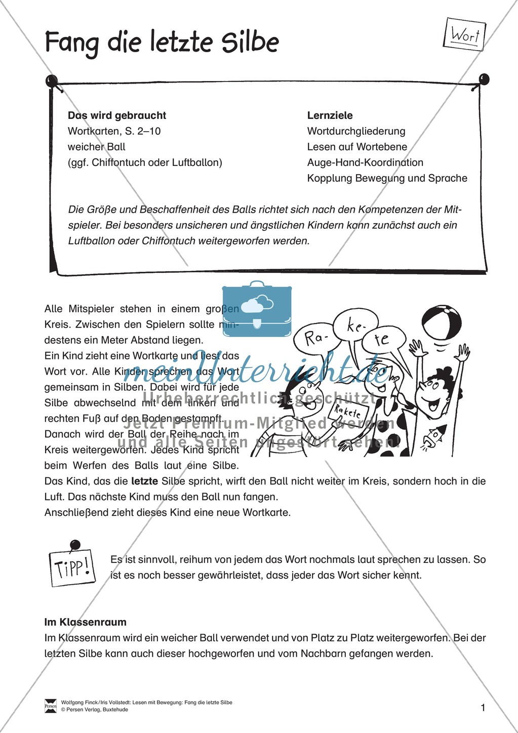 Lesen mit Bewegung: Silben - Ballspiel Preview 1