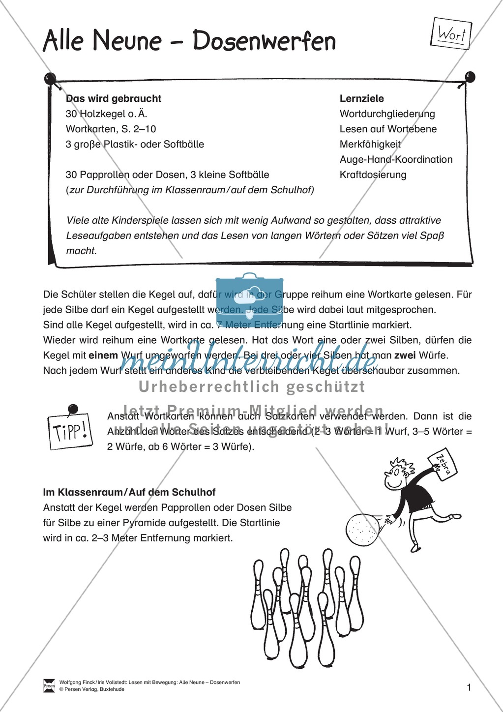 Lesen mit Bewegung: Wortdurchgliederung - Lesen auf Wortebene Preview 1
