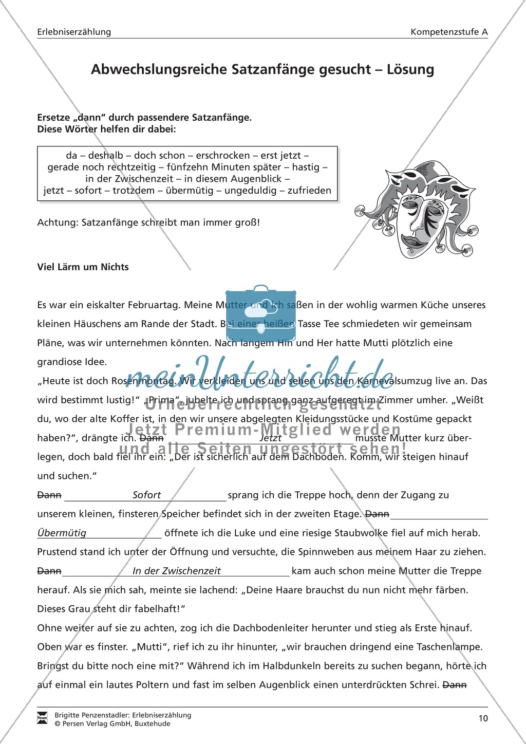 Abwechslungsreiche Satzanfänge für eine Erlebniserzählung formulieren: Kompetenzstufe A Preview 3