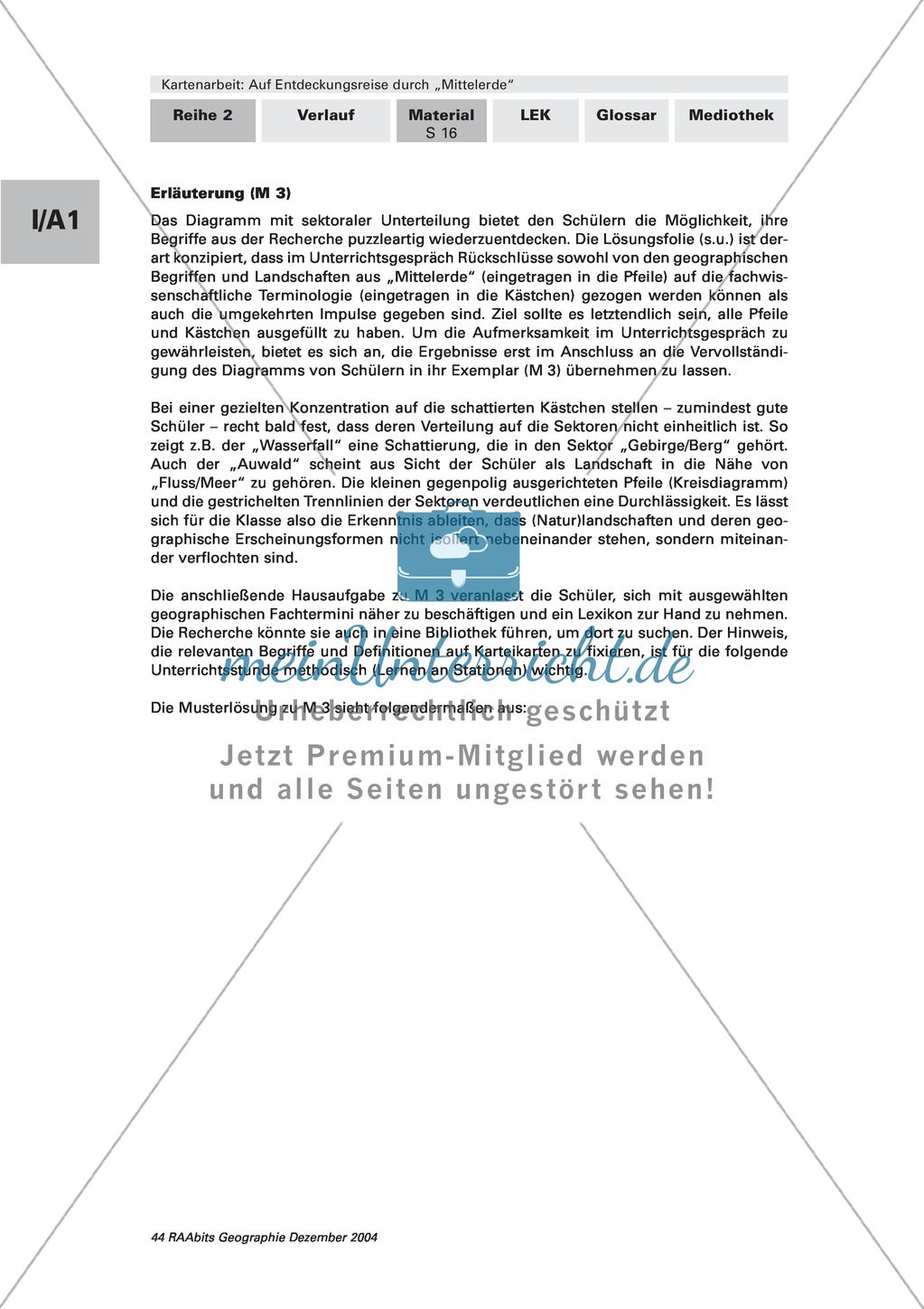 Kartenarbeit anhand der fiktiven Karte