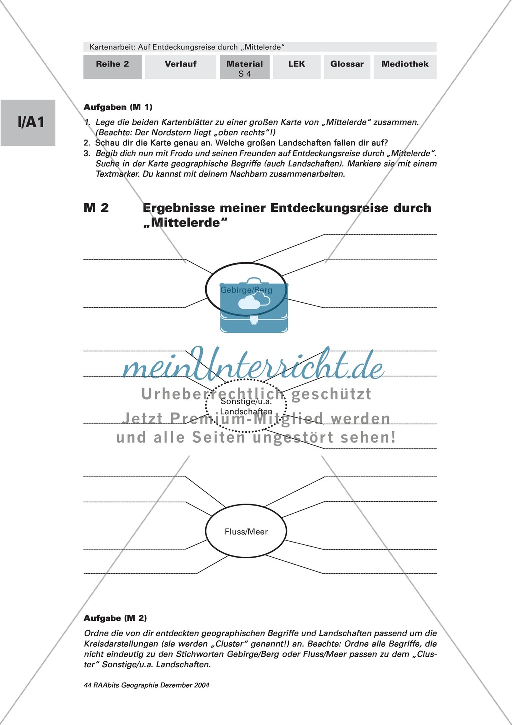 Kartenarbeit anhand der fiktiven Karte