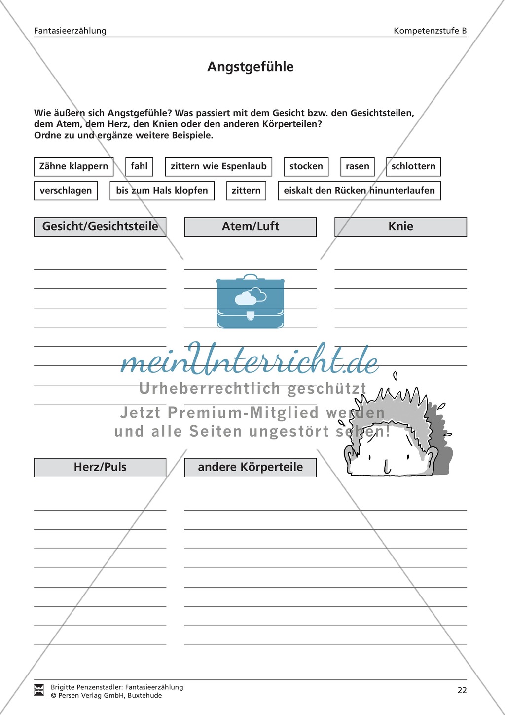 Angstgefühle differenziert beschreiben: Kompetenzstufe B Preview 1