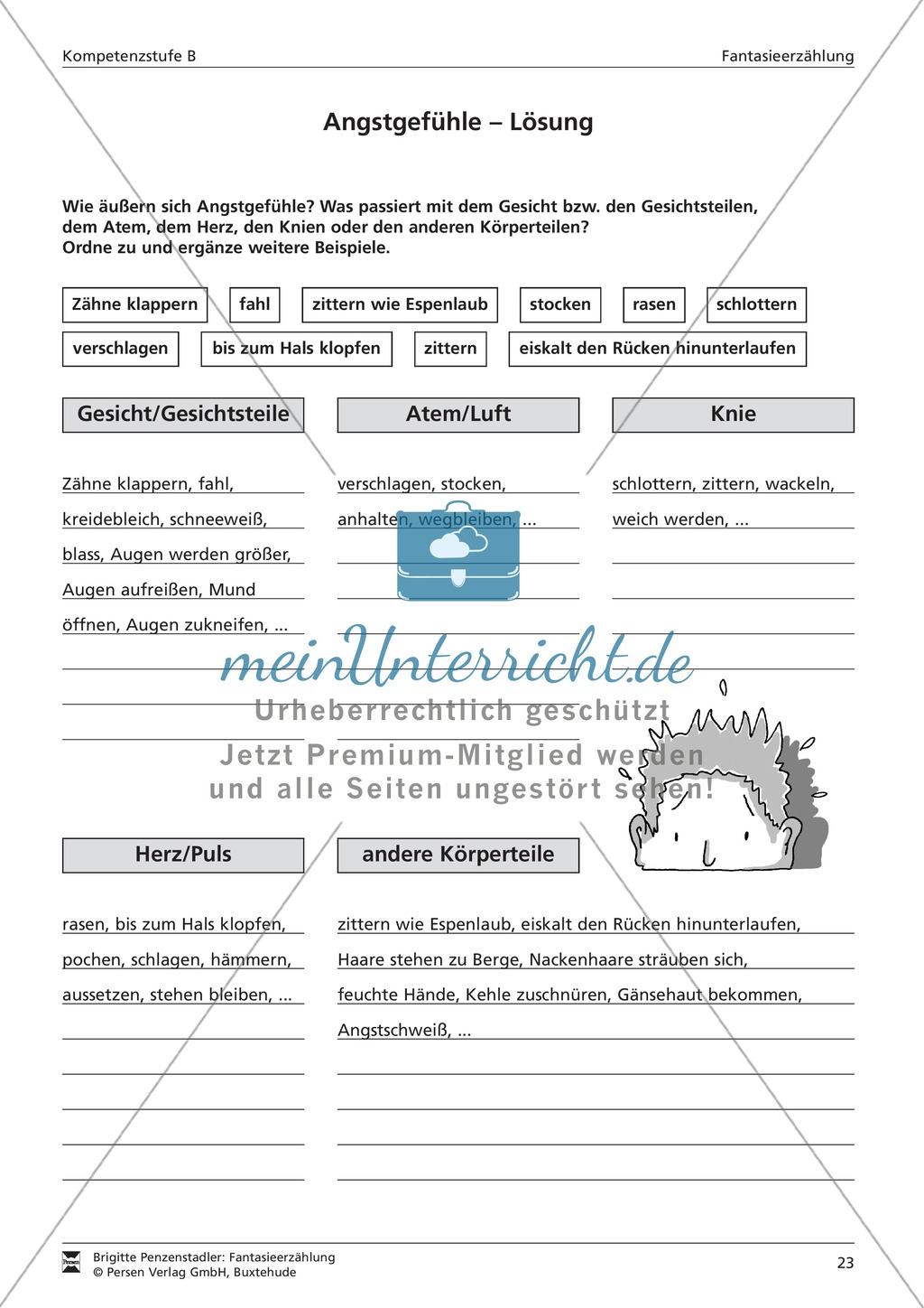 Angstgefühle differenziert beschreiben: Kompetenzstufe B Preview 2