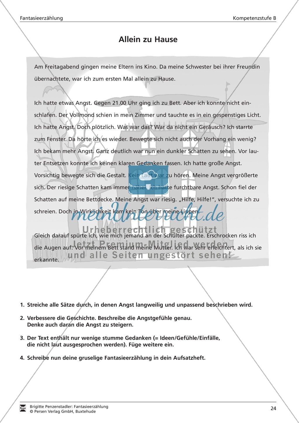 Eine Fantasiegeschichte mit Angstgefühlen spannender gestalten: Kompetenzstufe B Preview 1