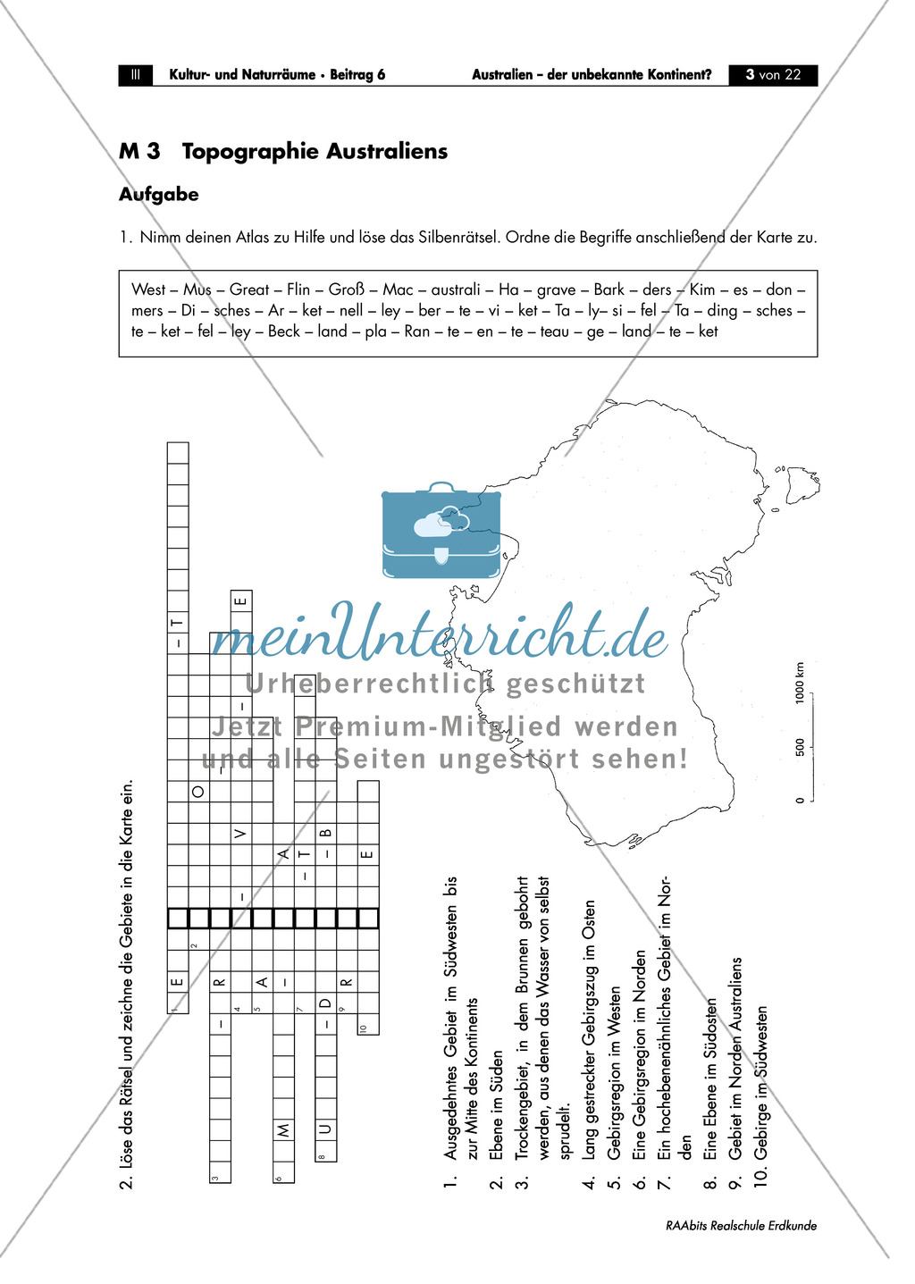 Der Kontinent Australien: Großlandschaften + Topographie Preview 2