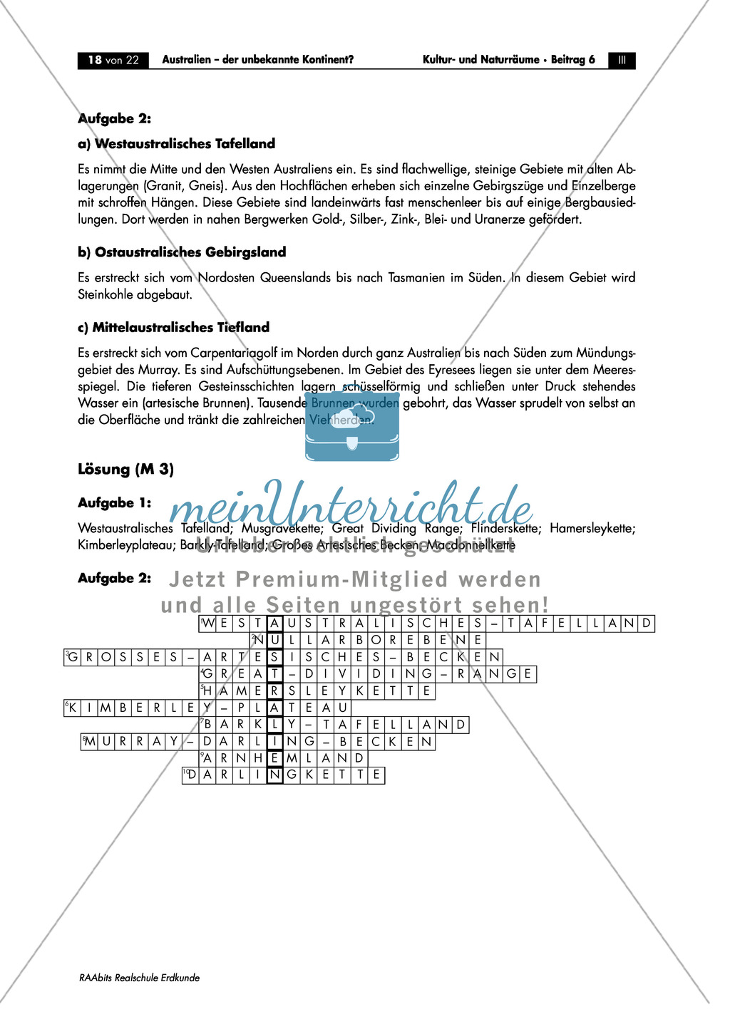 Der Kontinent Australien: Großlandschaften + Topographie Preview 4