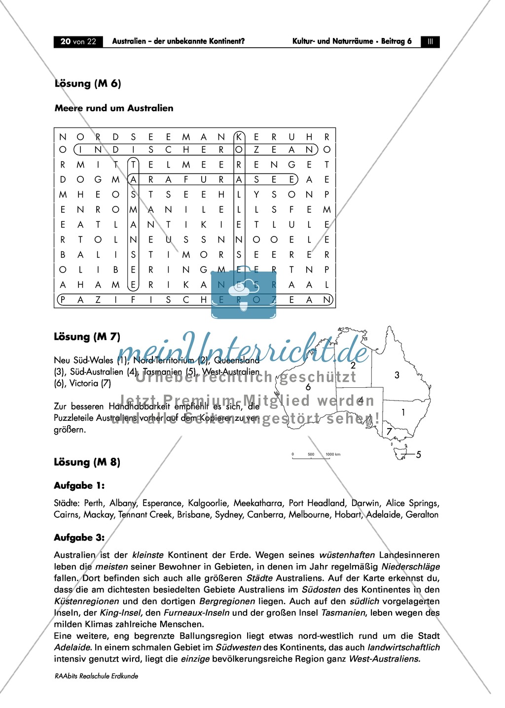 Der Kontinent Australien: Bundesstaaten + Städte Preview 5