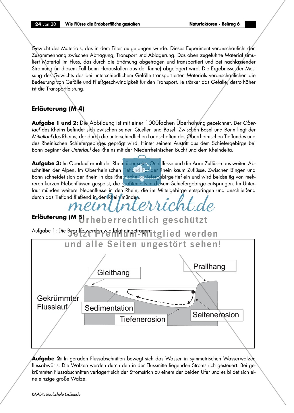 Flussdynamik- und Morphologie am Beispiel des Rheins: Prall- und Gleithang + Mäander + Altarme + Talformen + Flussmündungen Preview 11