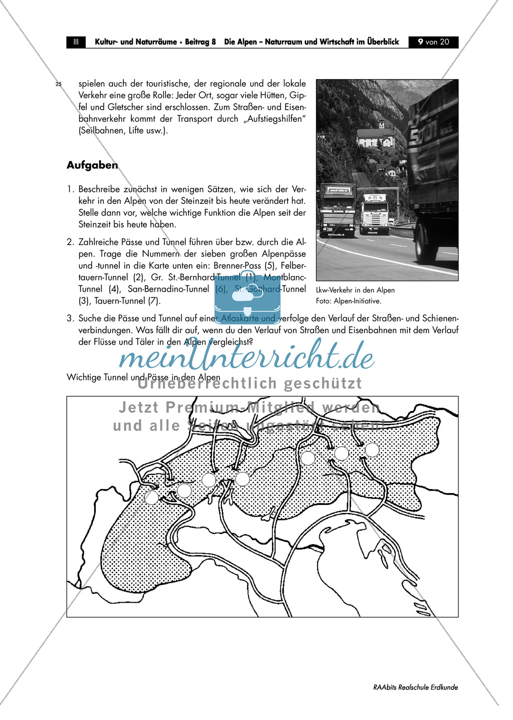 Naturraum + Wirtschaft der Alpen: Topographie + Bedeutung als Verkehrs- und Transitraum Europas Preview 5