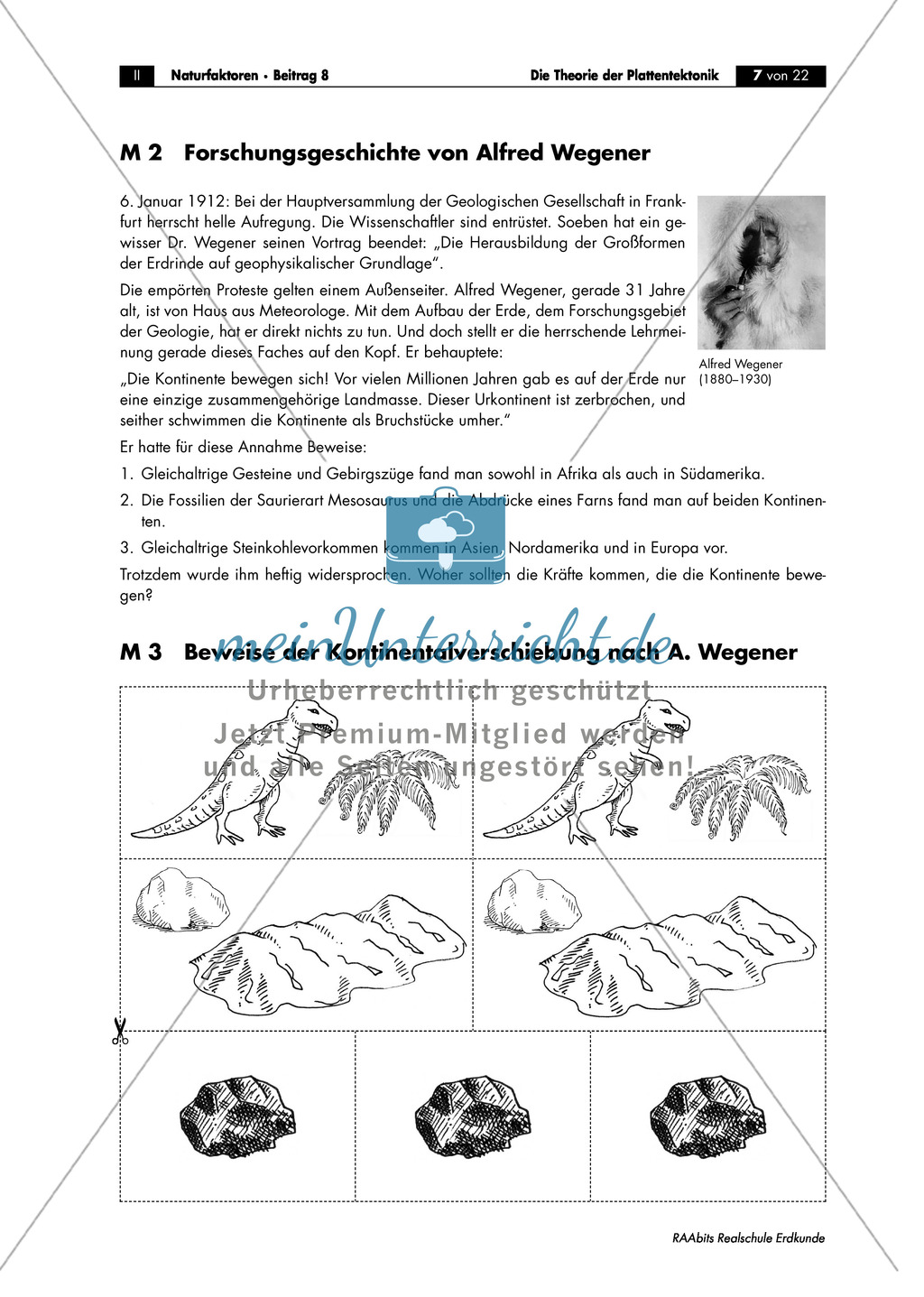 Endogene Dynamik der Erde: Kontinentalverschiebung nach A. Wegener + Gliederung der Erdkruste + Theorie der Plattentektonik Preview 2