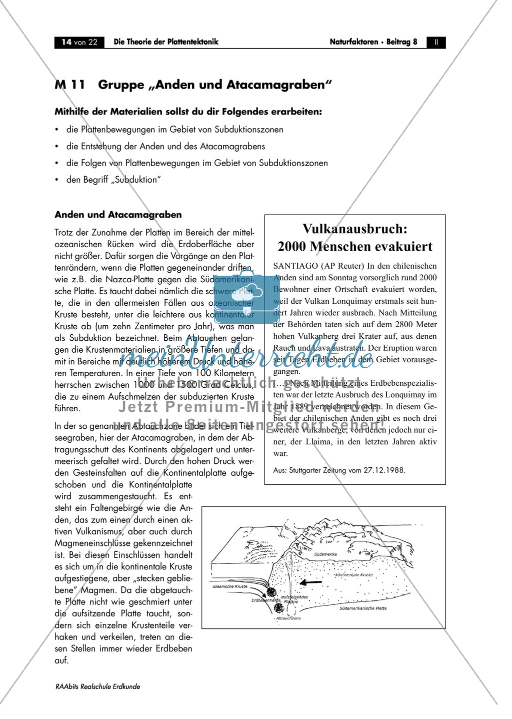 Plattentektonik anhand von Raumbeispielen: Anden + Atacamagraben Preview 1