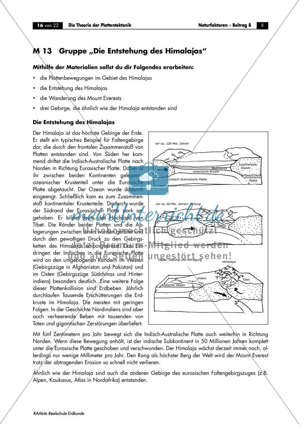 Plattentektonik anhand von Raumbeispielen: Die Entstehung des Himalajas Preview 1