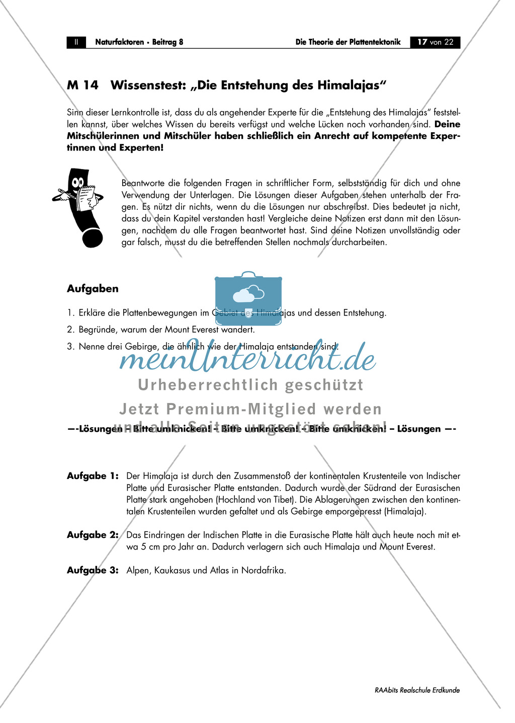 Plattentektonik anhand von Raumbeispielen: Die Entstehung des Himalajas Preview 2