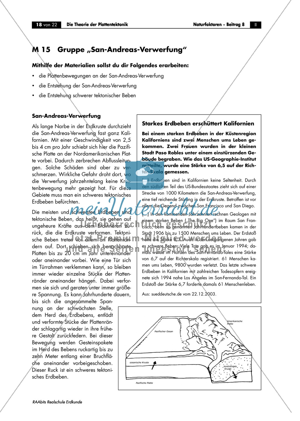 Plattentektonik anhand von Raumbeispielen: San-Andreas-Verwerfung Preview 1