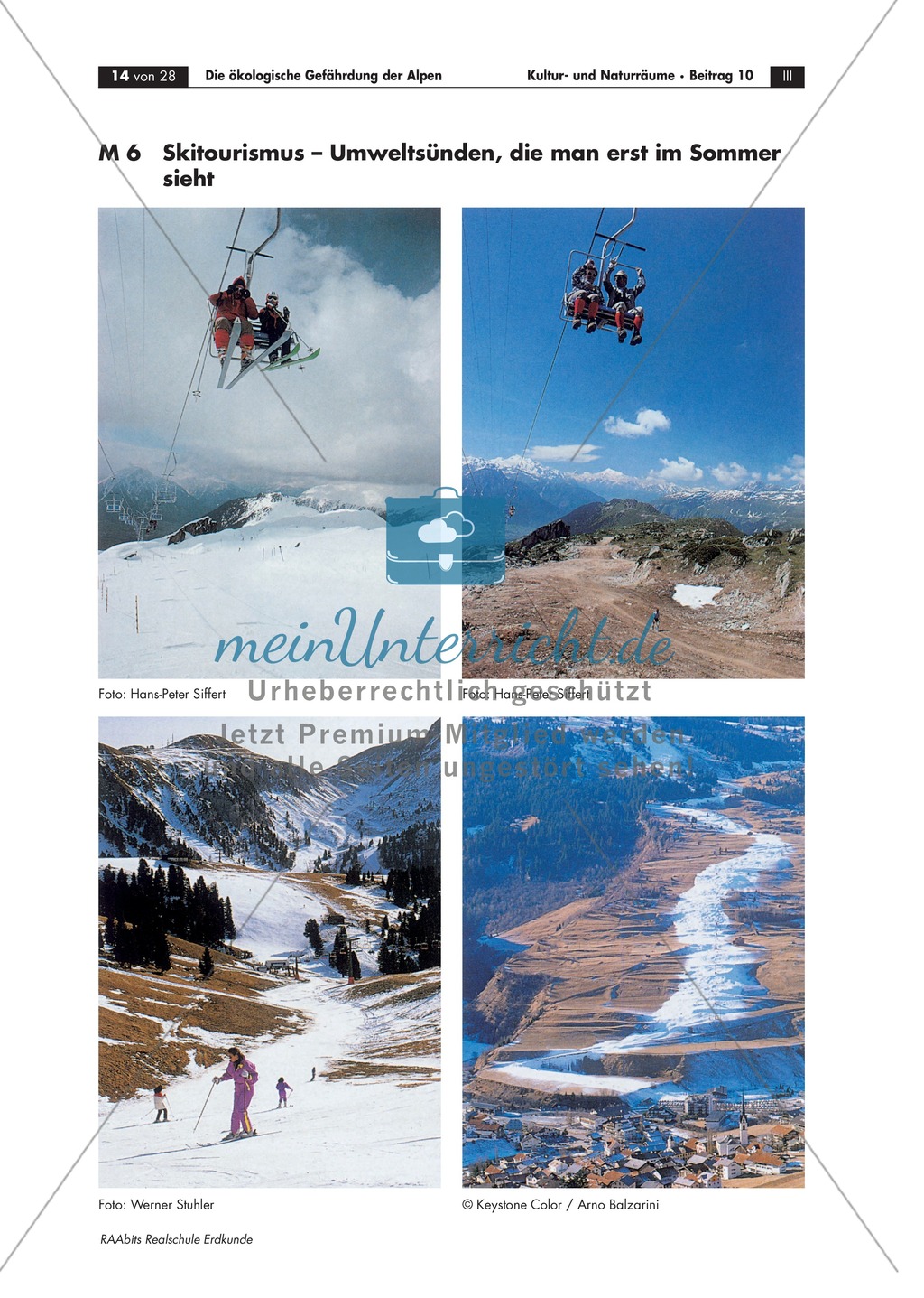 Kultur- und Naturräume: Alpen - ökologische Belastung durch Skitourismus + Schneekanonen Preview 2