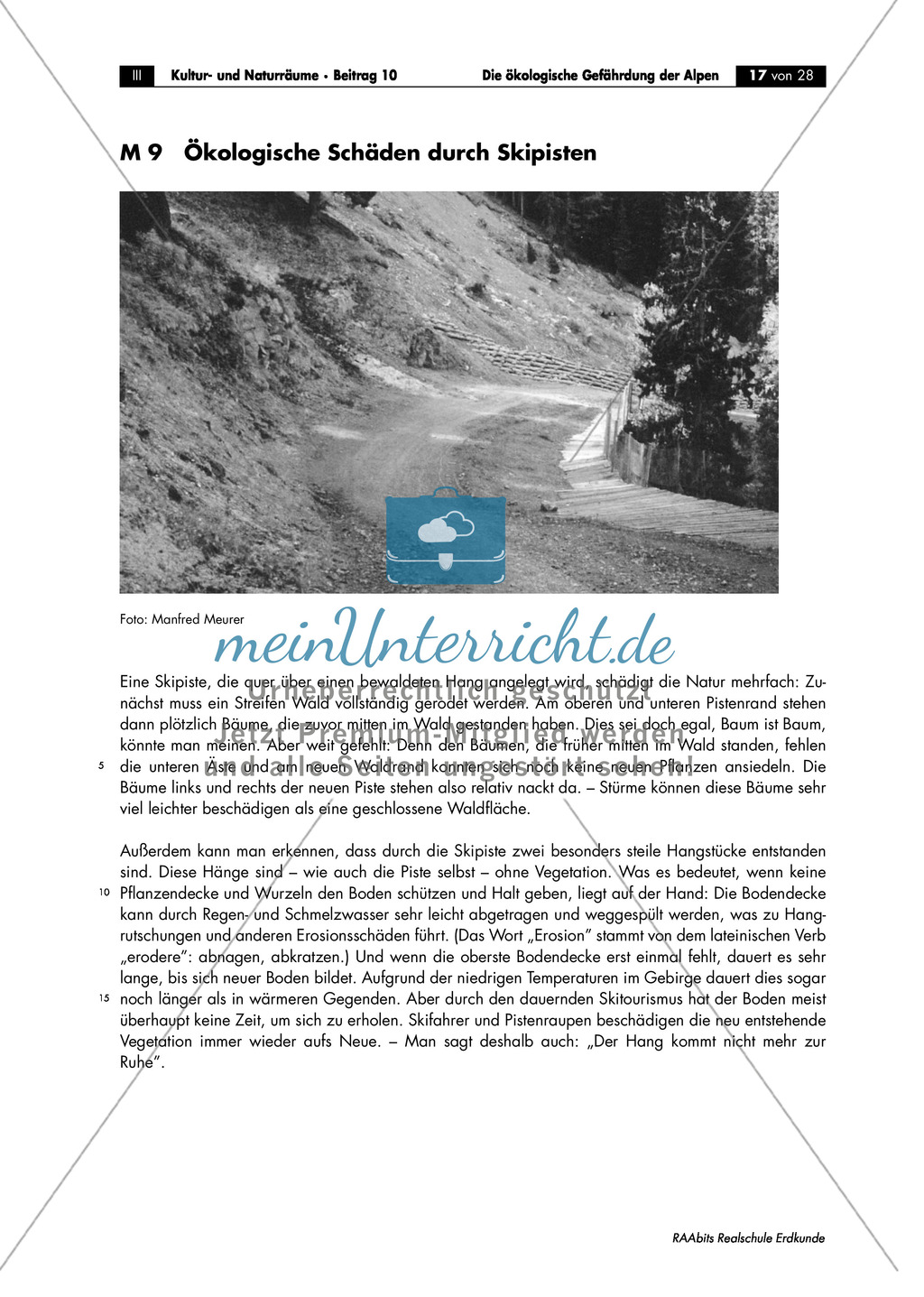 Kultur- und Naturräume: Alpen - ökologische Belastung durch Skitourismus + Schneekanonen Preview 5