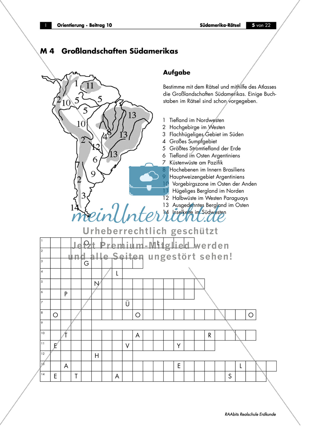 Südamerika: Großlandschaften + Gewässer - Rätsel Preview 1