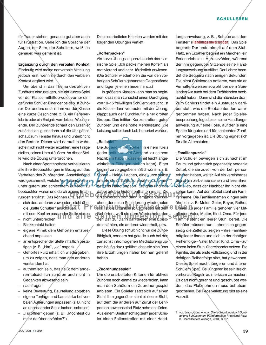 Hörkompetenzen vermitteln - bewusst hören: Aktives Zuhören als Grundlage für das Streitschlichten Preview 2
