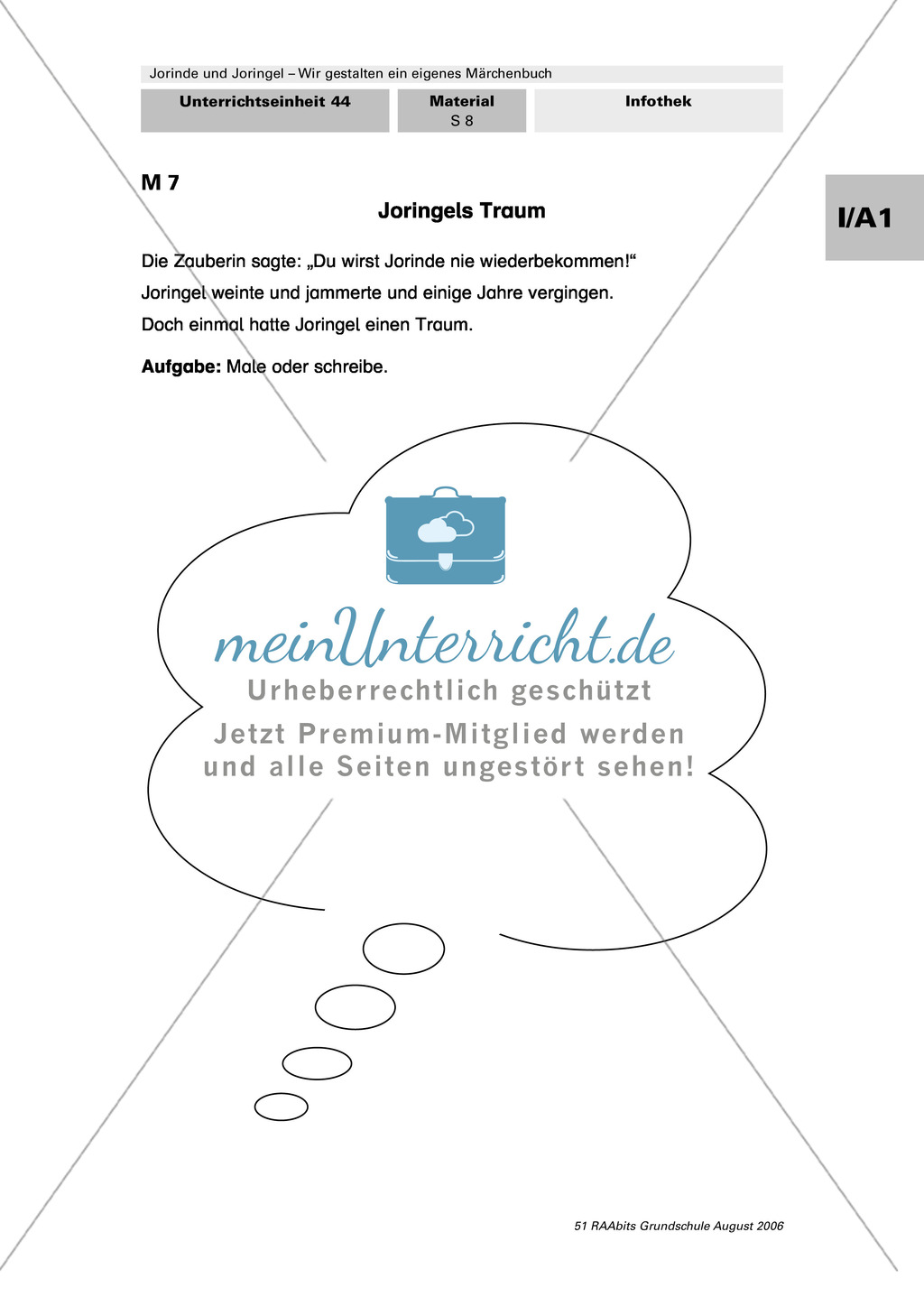 Gestaltung eines eigenen Märchenbuchs am Beispiel von "Jorinde und Joringel": Joringels Traum malen oder beschreiben Preview 1