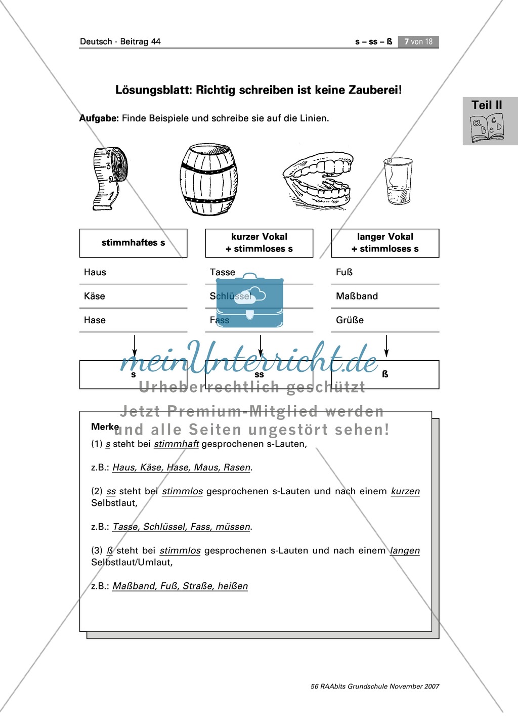 Richtig Schreiben: Unterscheidung von s, ss und ß + Merkregeln + Übungen Preview 4
